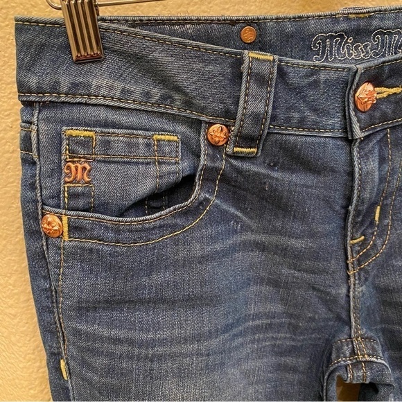 MISS ME Women Blue Signature Boot Rose Gold Buttons Jeans Size 28 - Picture 6 of 10